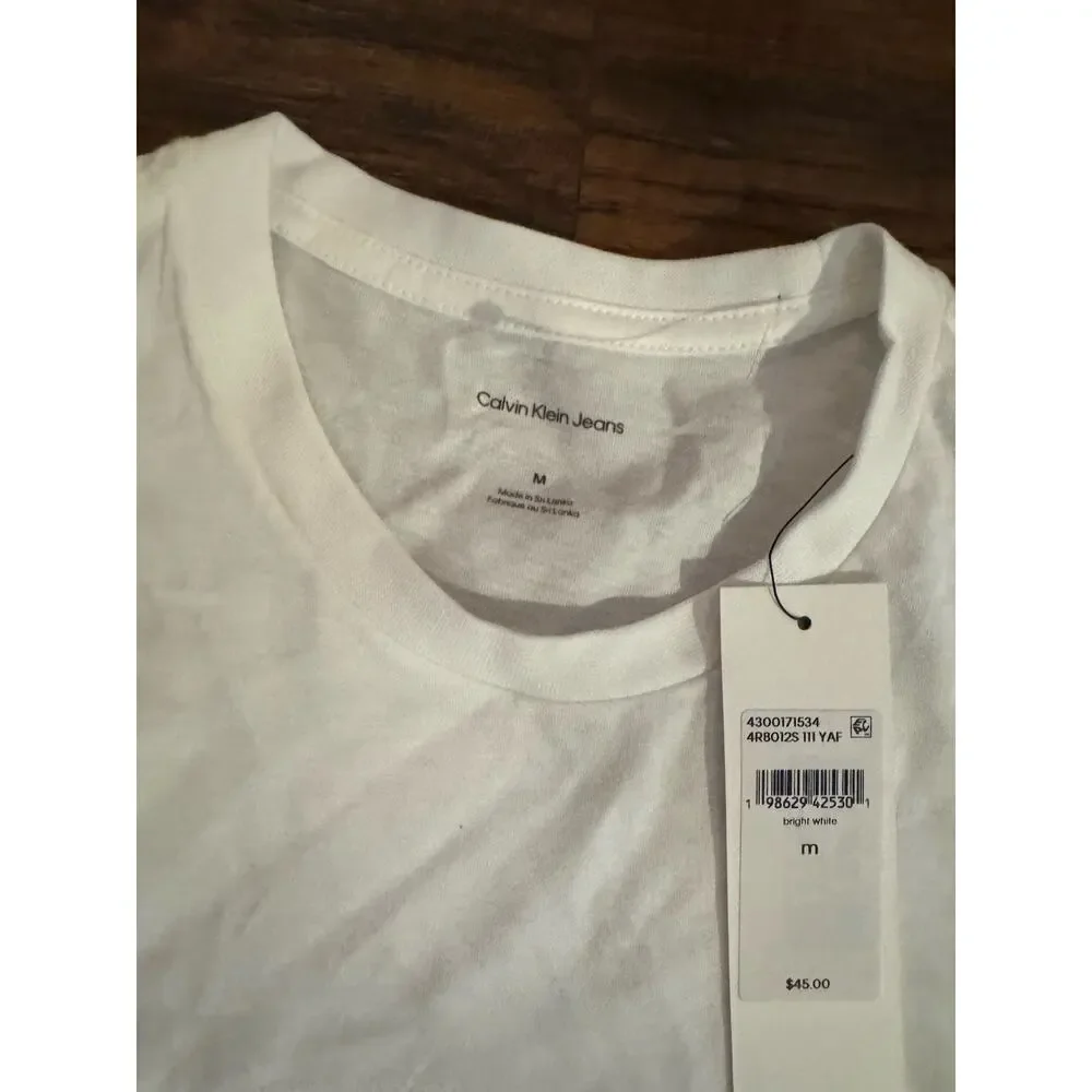 CALVIN KLEIN men’s white crew neck short sleeve T-shirt Sz:M